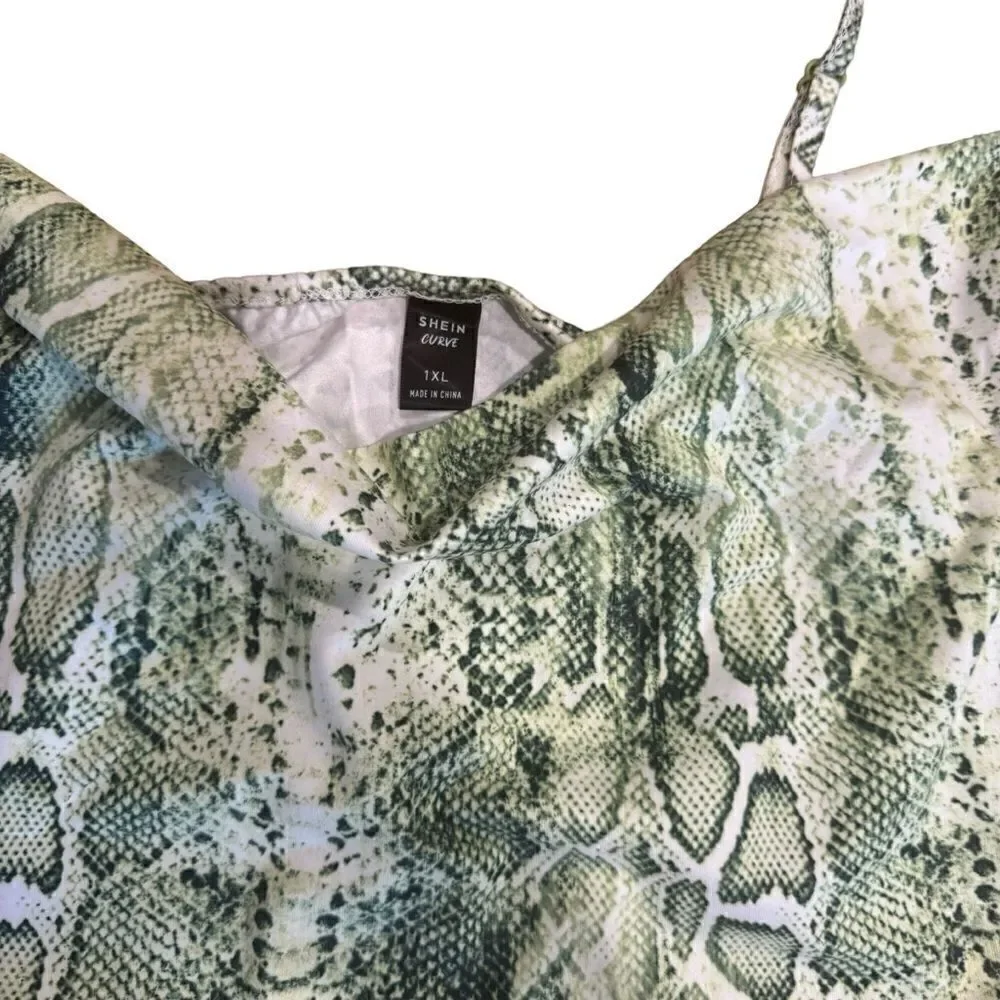 2/$30 SHEIN Plus Snakeskin Cami Top & Split Skirt Co-Ord Set